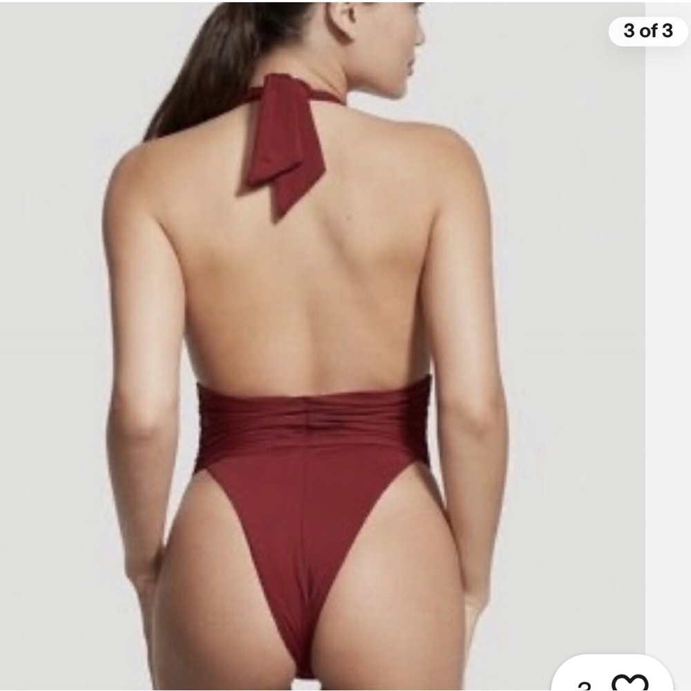 Riot Swim Milli One Piece V-Neck Swimsuit in Merlot